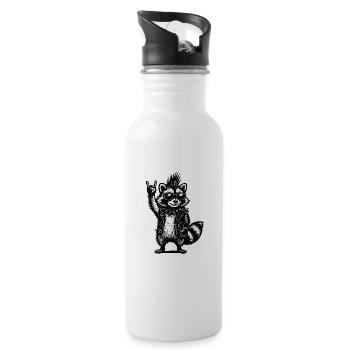 Rock Musique raton laveur Drôle Humour Idée cadeau - Gourde avec paille intégrée - blanc - Droite