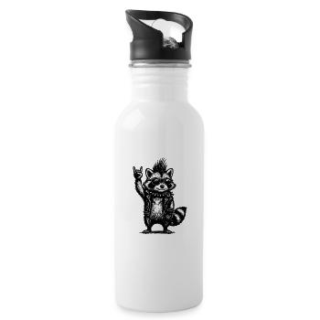 Rock Musique raton laveur Drôle Humour Idée cadeau - Gourde avec paille intégrée - blanc - Droite