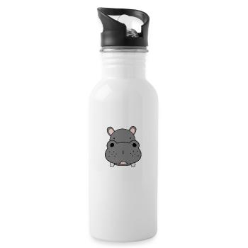 Nilpferd - Trinkflasche mit integriertem Trinkhalm - Weiß - Rechts