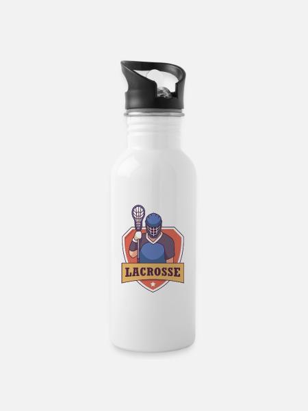 Lacrosse - Trinkflasche mit integriertem Trinkhalm - Weiß