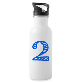 2 JAHRE. 2. JAHRESTAG. GEBURTSTAG 2 JAHRE. 2 - Trinkflasche mit integriertem Trinkhalm - Weiß - Rechts