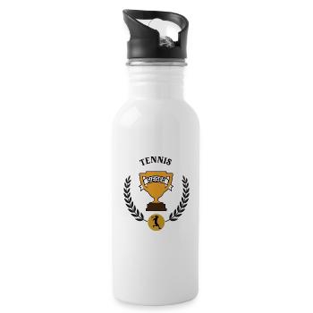 Tennis Sieger Tennisspieler Spieler Tennisturnier - Trinkflasche mit integriertem Trinkhalm - Weiß - Rechts