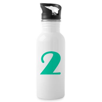 2 JAHRE. 2. JUBILÄUM. GEBURTSTAG 2 JAHRE. 2 - Trinkflasche mit integriertem Trinkhalm - Weiß - Rechts