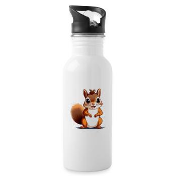 Eichhörnchen - Trinkflasche mit integriertem Trinkhalm - Weiß - Rechts