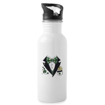 St. Patrick's Day Tuxedo Leprechaun Costume - Water bottle with straw - white - Right