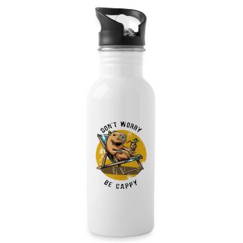 Don't worry be Cappy - Capybara - Urlaub - Trinkflasche mit integriertem Trinkhalm - Weiß - Rechts