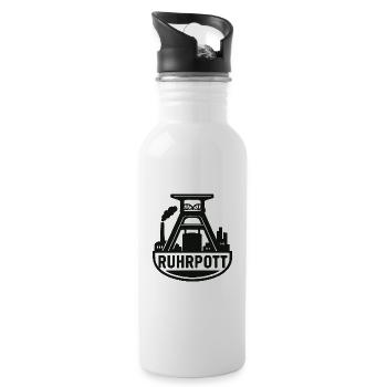 Ruhrpott Industrie Silhouette - Trinkflasche mit integriertem Trinkhalm - Weiß - Rechts