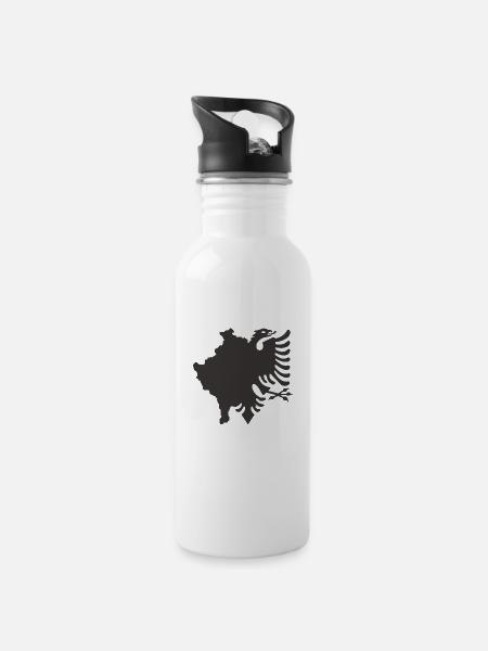 Kosovo - Albaner - Trinkflasche mit integriertem Trinkhalm - Weiß