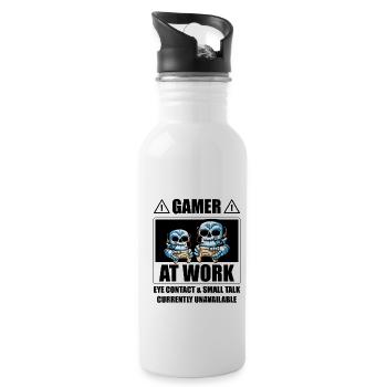 Gamer At Work Video Game Player Gaming Gamer Conso - Trinkflasche mit integriertem Trinkhalm - Weiß - Rechts
