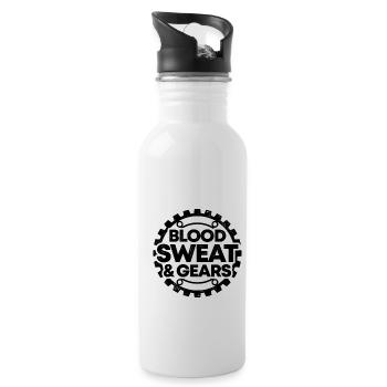 Blood Sweat And Gears Car Mechanic Automobile Love - Water bottle with straw - white - Right