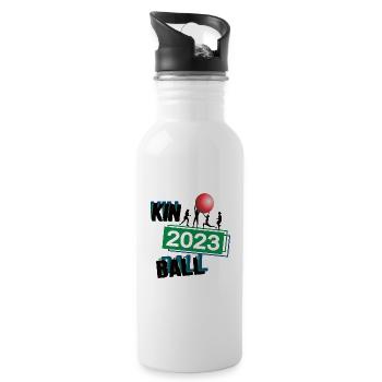 Kinball 2023 Ballsport Trendsport Mannschaftssport - Trinkflasche mit integriertem Trinkhalm - Weiß - Rechts