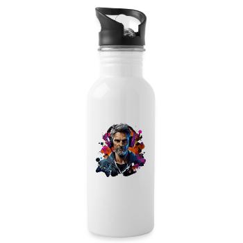 Lustiges Gamer TShirt im Polygon Style - Trinkflasche mit integriertem Trinkhalm - Weiß - Rechts