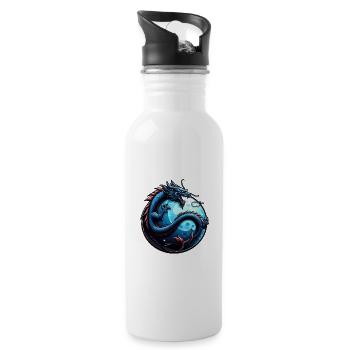 Art mystique du cercle du dragon bleu - Gourde avec paille intégrée - blanc - Droite
