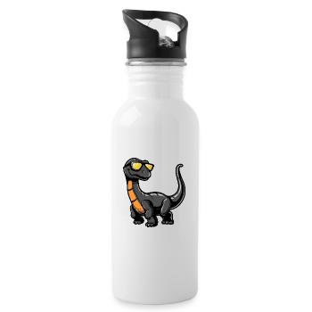 Dinosaur brontosaurus Cool Comic - Water bottle with straw - white - Right