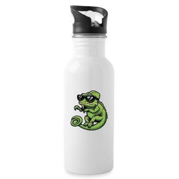 Chameleon Cool Comic - Trinkflasche mit integriertem Trinkhalm - Weiß - Rechts