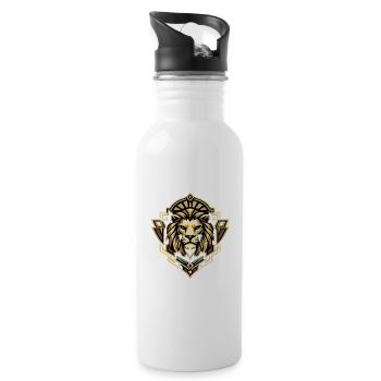 Lion portrait in art deco style - Water bottle with straw - white - Right