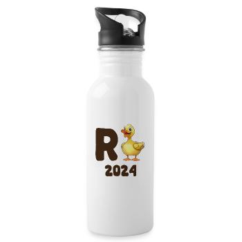 R Ente 2024 - Rente 2024 Ente Rentner Ruhestand - Trinkflasche mit integriertem Trinkhalm - Weiß - Rechts