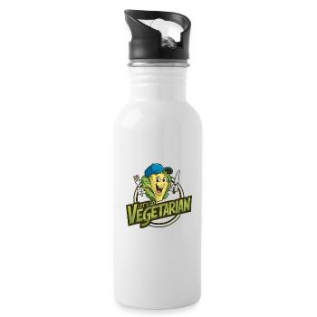 Healthy vegan vegetarian living - Water bottle with straw - white - Right