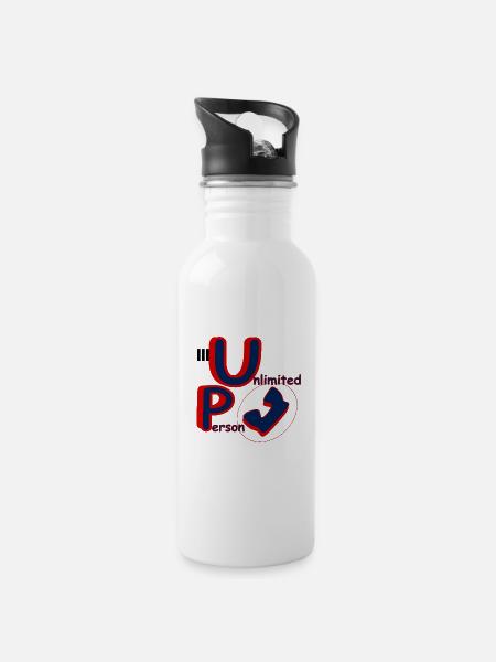 Unlimited Person Chance - Trinkflasche mit integriertem Trinkhalm - Weiß