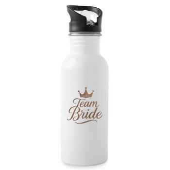 Team Bride Krone Rose Gold - Trinkflasche mit integriertem Trinkhalm - Weiß - Rechts