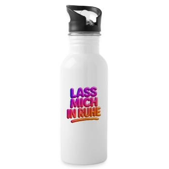 Lass Mich In Ruhe Neon 3D Typografie - Trinkflasche mit integriertem Trinkhalm - Weiß - Rechts