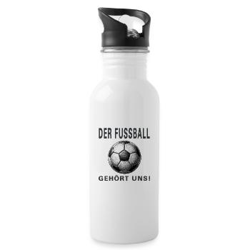 Der Fussball gehört uns - Trinkflasche mit integriertem Trinkhalm - Weiß - Rechts