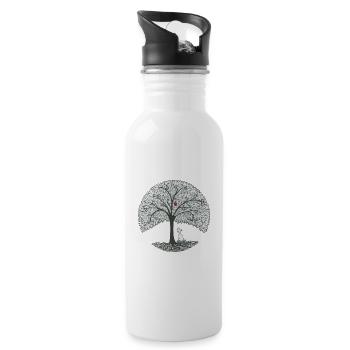 Der Apfel und die kleine Ratte auf dem Feld - Trinkflasche mit integriertem Trinkhalm - Weiß - Rechts