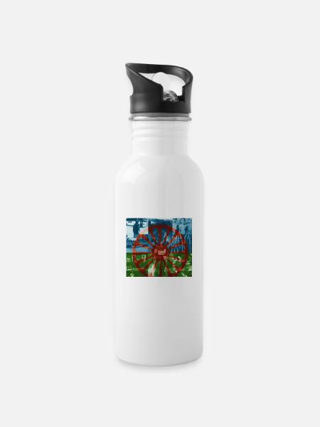 Roma Nation Flag Art - Water bottle with straw - white