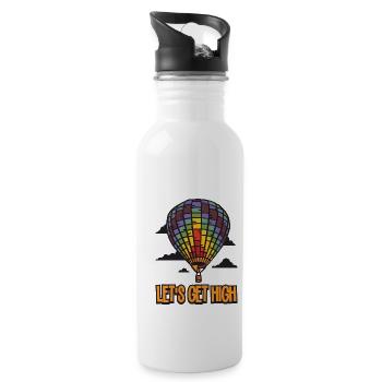 Hot air balloon gift idea - Water bottle with straw - white - Right