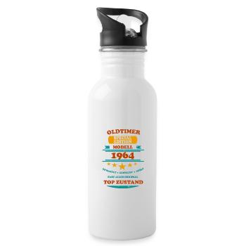 Oldtimer Retro 1964 - Trinkflasche mit integriertem Trinkhalm - Weiß - Rechts