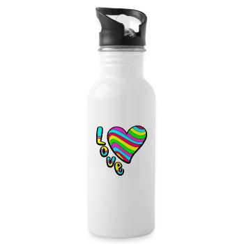 Colourful Love - Water bottle with straw - white - Right