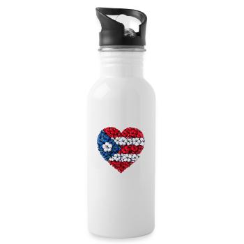 Puerto Rico Flowers Heart - Water bottle with straw - white - Right