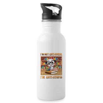 Schlaue Wurm - Trinkflasche mit integriertem Trinkhalm - Weiß - Rechts