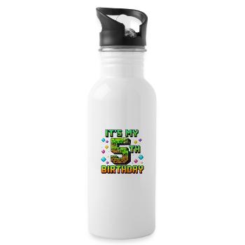 5. Geburtstag Kinder Pixel - Trinkflasche mit integriertem Trinkhalm - Weiß - Rechts