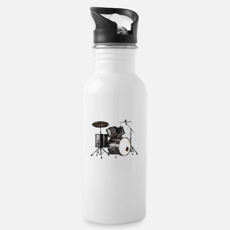 Drums - Trinkflasche mit integriertem Trinkhalm - Weiß