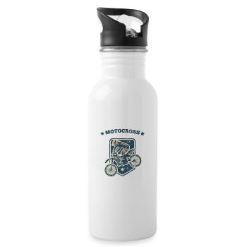 MOTOCROSS VINTAGE ENDURO MOTORCYCLE MOTIF GIFT - Water bottle with straw - white - Right