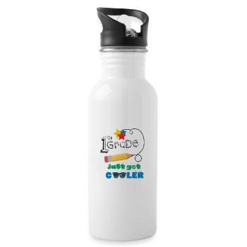 FIRST CLASS COOL BACK TO SCHOOL SCHOOL DAY ABC SAYINGS - Water bottle with straw - white - Right