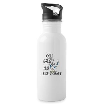 GOLF LEIDENSCHAFT HOBBY SCHLÄGER CLUB SPRUCH MOTIV - Trinkflasche mit integriertem Trinkhalm - Weiß - Rechts