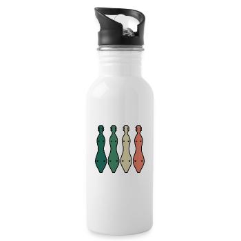 Retro Dulcimer Instrument Gitarre - Trinkflasche mit integriertem Trinkhalm - Weiß - Rechts
