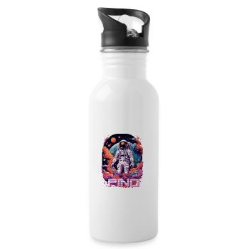 PINO - Schöner Jungen Name mit coolem Astronaut - Trinkflasche mit integriertem Trinkhalm - Weiß - Rechts