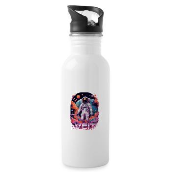 VEIT - Schöner Jungen Name mit coolem Astronaut - Trinkflasche mit integriertem Trinkhalm - Weiß - Rechts