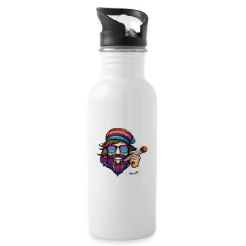 Kiffer Chillbert - High Art - Trinkflasche mit integriertem Trinkhalm - Weiß - Rechts