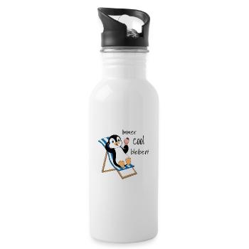 Immer cool bleiben! - Trinkflasche mit integriertem Trinkhalm - Weiß - Rechts