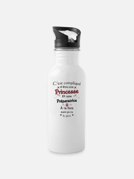 Princesse Préparatrice - Gourde avec paille intégrée - blanc