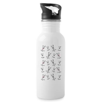 Hasen spaß in rosa und hellblau. - Trinkflasche mit integriertem Trinkhalm - Weiß - Rechts