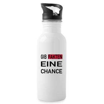 Gib Fakten eine Chance - Trinkflasche mit integriertem Trinkhalm - Weiß - Rechts
