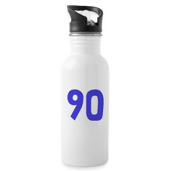 90. 90 JAHRE. 90-JÄHRIGES JUBILÄUM. 90-JÄHRIGES JUBILÄUM. - Trinkflasche mit integriertem Trinkhalm - Weiß - Rechts