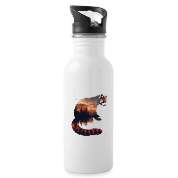 Roter Panda Katzenbär Red Panda - Trinkflasche mit integriertem Trinkhalm - Weiß - Rechts