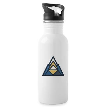 Geometrischer Berggipfel in Blau - Trinkflasche mit integriertem Trinkhalm - Weiß - Rechts