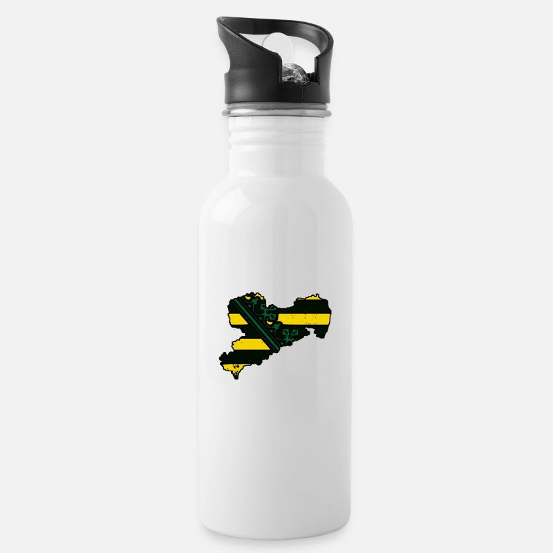 Saxony Flag - Water bottle with straw - white